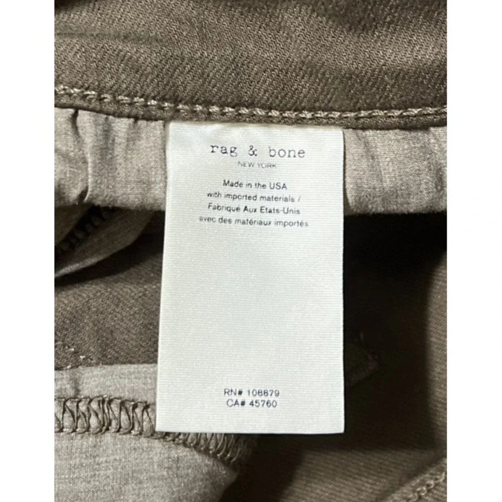 Rag & Bone Women's High Rise Skinny Dark Olive USA Made Jeans SZ 24x30, NWT $195